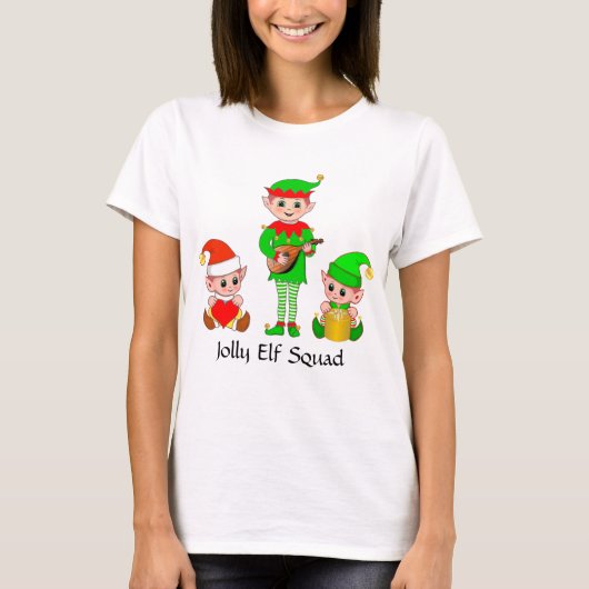 Modern Kerstmis Jolly Elf Squad T-Shirt (Voorkant)