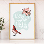 Modern Kerstmis Kardinaal Seizoensgebonden Poster