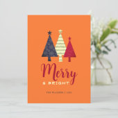 Modern Kerstmis Merry and Bright Feestdagenkaart (Staand voorkant)