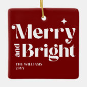 Modern Kerstmis Merry And Bright Keramisch Ornament (Voorkant)