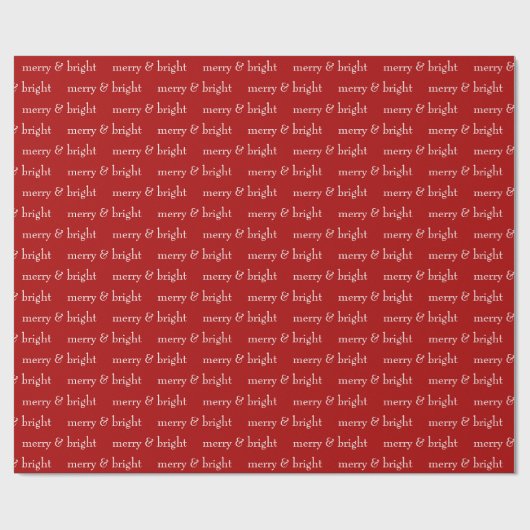 Modern Kerstmis Merry & Bright Rood Cadeaupapier (Vlak)