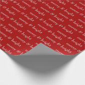 Modern Kerstmis Merry & Bright Rood Cadeaupapier (Hoek)