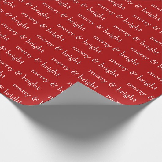 Modern Kerstmis Merry & Bright Rood Cadeaupapier (Hoek)