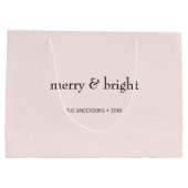 Modern Kerstmis Merry & Bright Roze Zwart Groot Cadeauzakje (Achterkant)