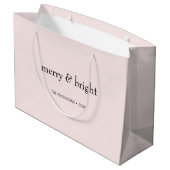 Modern Kerstmis Merry & Bright Roze Zwart Groot Cadeauzakje (Achterkant Gekanteld)