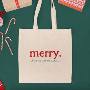 Modern Kerstmis met bijpassende gezinsminimalist Tote Bag