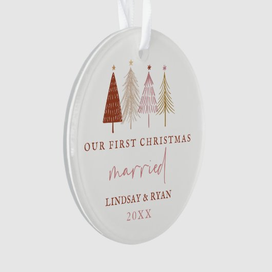 Modern Kerstmis Na Onze Trouwdag Jonggehuwd Ornament (voorkant)
