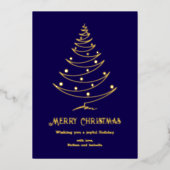Modern Kerstmis Navy Blauw Goud  Folie Feestdagenkaart (Voorkant)