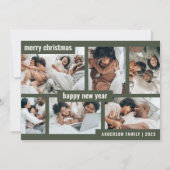 Modern Kerstmis Nieuwjaar Zes Fotocollage Groen Feestdagenkaart (Voorkant)