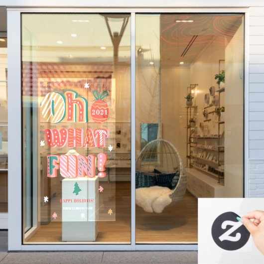 Modern Kerstmis Oh wat leuk handlettering Raamsticker (Winkelraam)
