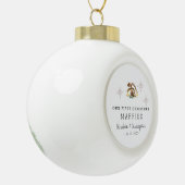 Modern Kerstmis Ons Eerste Getrouwd Keramische Bal Ornament (Links)