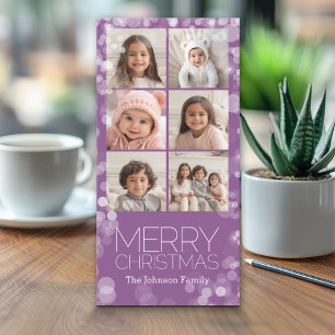 Modern Kerstmis Orchidee Bokeh Persoonlijk Feestdagenkaart