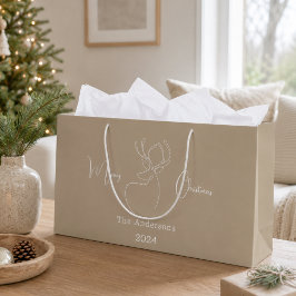 Modern Kerstmis rendier beige krabbel Groot Cadeauzakje