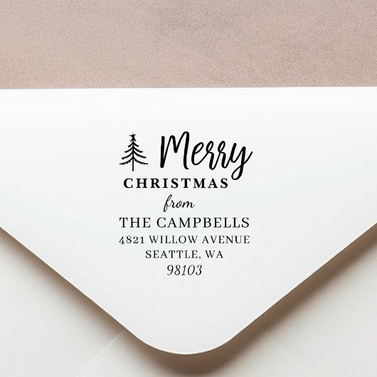 Modern Kerstmis Retouradres Rubberstempel