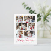 Modern Kerstmis Rode Script 6 Foto Collage Feestdagenkaart (Staand voorkant)