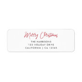 Modern Kerstmis | Rode Script Retouradres Etiket (Voorkant)