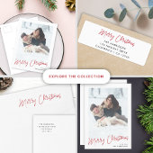 Modern Kerstmis | Rode Script Retouradres Etiket