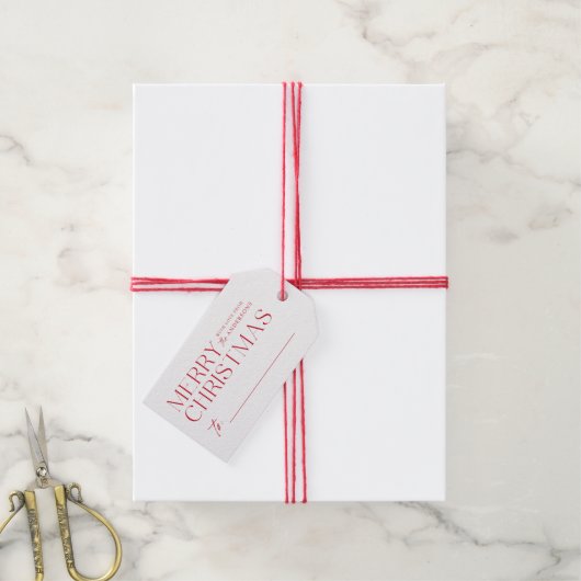 Modern Kerstmis Rood Cadeaulabel (Met Touw)