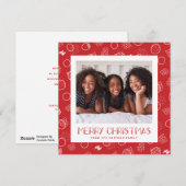 Modern Kerstmis | Rood | Vierkant | Foto Feestdagenkaart (Voorkant / Achterkant)