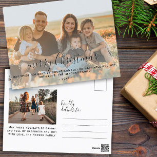 Modern Kerstmis Script Familie Volledige Foto  Feestdagenkaart
