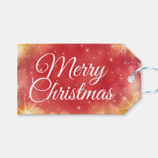 Modern Kerstmis Sneeuwvlokken Cadeau Cadeaulabel (Voorkant (Horizontaal))