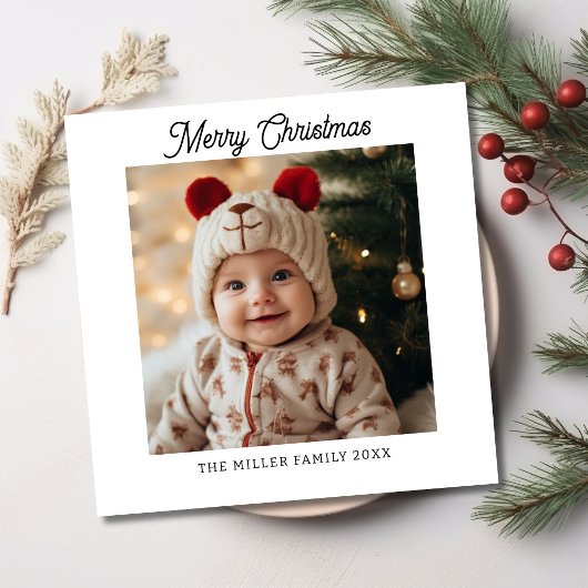 Modern Kerstmis Stijlvol Minimalistisch Script Ele Feestdagenkaart