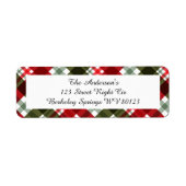 Modern Kerstmis Tartan Plaid Retouradres Etiket (Voorkant)