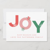 Modern Kerstmis Vet Script JOY Foto Feestdagenkaart (Voorkant)