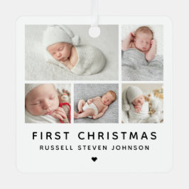 Modern Kerstmis voor het eerst 5 foto's Metalen Ornament