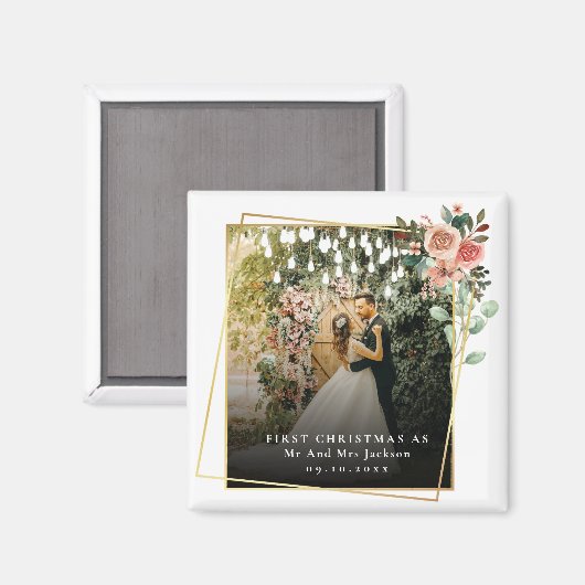 Modern Kerstmis voor Mr & Mrs Bloemstuk Magneet (Voorkant / Achterkant)