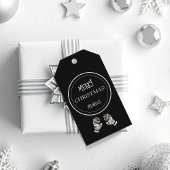 Modern Kerstmis Zwart-Wit Gepersonaliseerd Cadeaulabel