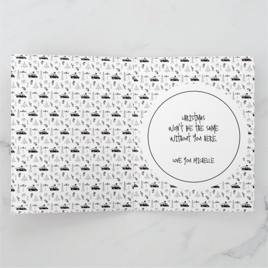 Modern Kerstmis Zwart-Wit Gepersonaliseerd Kaart (Binnen)