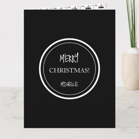 Modern Kerstmis Zwart-Wit Gepersonaliseerd Kaart (Voorkant)