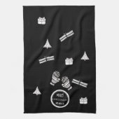Modern Kerstmis Zwart-Wit Gepersonaliseerd Theedoek (Verticaal)