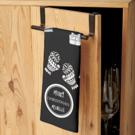 Modern Kerstmis Zwart-Wit Gepersonaliseerd Theedoek