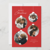 Modern kerstornament 4 foto feestdagenkaart (Voorkant)