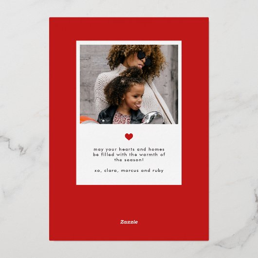 Modern Kerstornament 4 Fotocollage Folie Feestdagenkaart (Achterkant)