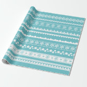 Modern Kerstpatroon Cyaan Cadeaupapier (Uitgerold)