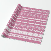 Modern Kerstpatroon Roze Cadeaupapier (Uitgerold)