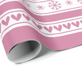 Modern Kerstpatroon Roze Cadeaupapier (Rol Hoek)