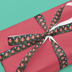 Modern kerstpatroon satijnen lint