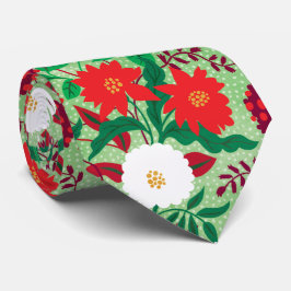 Modern kerstrood Poinsettia Floral Pattern Stropdas