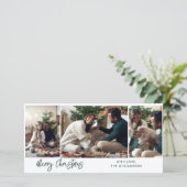 Modern Kerstscript 3 foto's Feestdagenkaart (Staand voorkant)