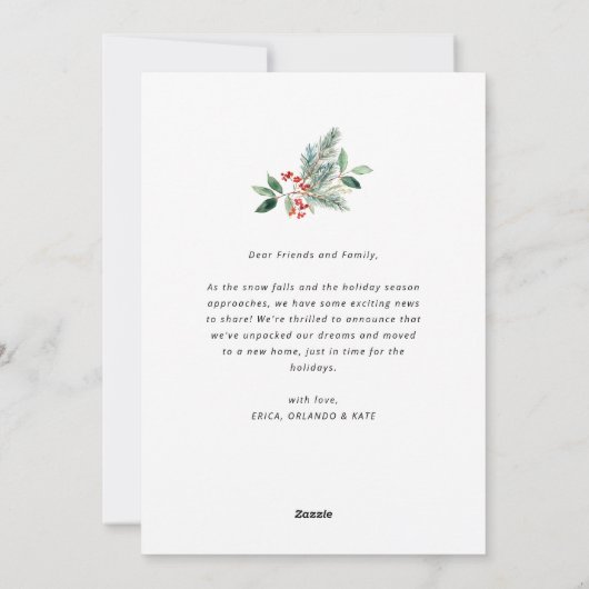 Modern kerstscript bewegende aankondigingskaart feestdagenkaart (Achterkant)