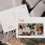 Modern kerstscript, drie foto's met dank feestdagenkaart<br><div class="desc">Dit moderne kerstscript met drie foto's vakantie-briefkaart is perfect voor uw minimalistische shabby-chic boho zwarte en witte feestelijke groet. De minimale witte handgeschreven kalligrafie is delicaat en robuust, terwijl het klasje en elegant blijft. Het ontwerp weerspiegelt een eenvoudige, volledig witte winterdag en roept herinneringen op aan een meer simplistisch leven....</div>