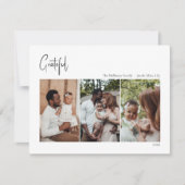 Modern kerstscript, drie foto's met dank feestdagenkaart (Voorkant)