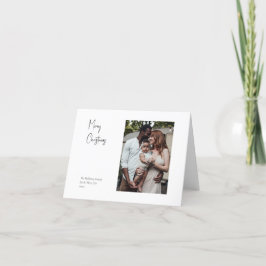 Modern kerstscript, één foto gevouwen feestdagen kaart