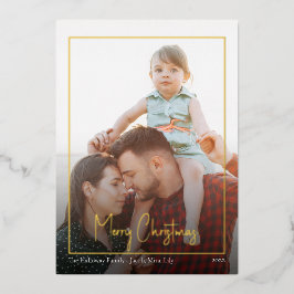 Modern kerstscript | Framed-foto Gold Folie Feestdagenkaart