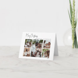 Modern kerstscript gevouwen met vijf foto's feestdagen kaart