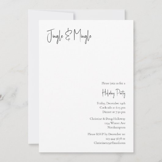 Modern kerstscript: Jingle en Mingle Kaart (Voorkant)